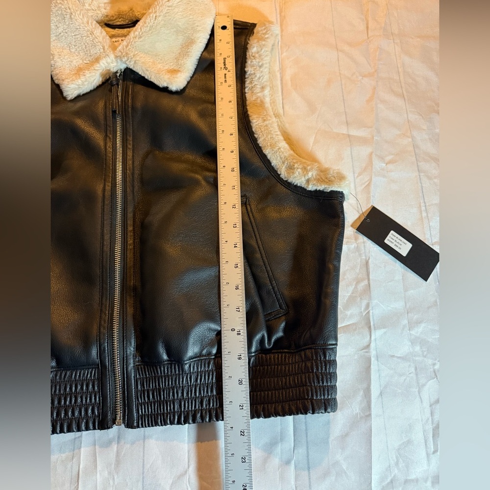 Marc New York Jeans Black Faux Fur Lined Leather Vest Womens L NEW WITH TAGS - Picture 11 of 12